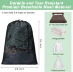 2 Pack Mesh XL Laundry Bags,Machine Washable Dirty Clothes Organizer with Drawstring and ID Tag, Large Laundry Hamper Liner Enough to Laundry Essentials for Travel, Sports(24"x 36",Black) - Image 3