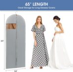 Dress Bags for Gowns, 65'' Long Garment Bags for Hanging Clothes, Dress Garment Bag, Grey Dress Cover with Clear Window for Dresses, Coats, Uniforms - 5 Pack - Image 3