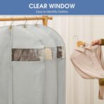 Dress Bags for Gowns, 65'' Long Garment Bags for Hanging Clothes, Dress Garment Bag, Grey Dress Cover with Clear Window for Dresses, Coats, Uniforms - 5 Pack - Image 5