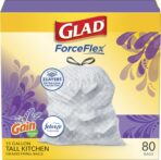 Glad ForceFlex Tall Kitchen Drawstring Trash Bags, 13 Gal, Gain Lavender, 80 Ct (Package May Vary) - Image 2