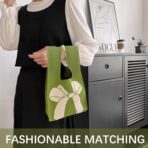 Knitted Tote Bag with Loop Handle Stylish Lightweight Casual Handbag for Shopping Work Travel Everyday Use - Image 4