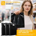 Nufiwra 100 Pack Small Black Plastic Gift Bags with Die Cut Handle, Thicken 6" x 8" Reusable Merchandise Bags Shopping Bags for Small Business Boutique Stores Gift Party Favor Wedding Christmas - Image 6
