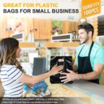 Nufiwra 100 Pack Small Black Plastic Gift Bags with Die Cut Handle, Thicken 6" x 8" Reusable Merchandise Bags Shopping Bags for Small Business Boutique Stores Gift Party Favor Wedding Christmas - Image 7