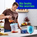 Quart Freezer Bags - Double Zipper Seal -150 Count, (2 Packs of 75) Resealable Plastic Freezer Containers - Reusable Pouches for Food Storage, Meat, Fresh Vegetables, Fruit - Microwave-Safe, BPA Free - Image 3