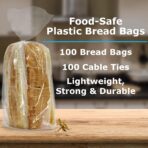 Bread Bags with Ties, Reusable, 100 Clear Bags and 100 Ties - Image 3