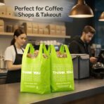 Green Thank you bags, 1000PCS T shirt bags, To Go Bags,Grocery bags, Reusable and Disposable,Perfect for Small Business,Take Out,Retail, Large - Image 8