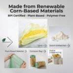Compostable Trash Bags for Kitchen Compost Bins – 1.3 Gallon Small Compost Bags for Countertop Bin, Green Compostable Bags, BPI & OK Industrial Certified, Leak-Proof Food Waste Bags (50 Count) - Image 7