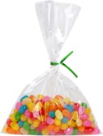 200 Clear Treat Bags 6x9 with 4" Twist Ties 6 Mix Colors - Thick OPP Plastic Cello Bags for Wedding Cookie Birthday Cake Pops Gift Candy Buffet Supplies (6'' x 9'') - Image 5
