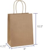 BagDream Gift Bags 8x4.25x10.5 100Pcs Brown Paper Gift Bags with Handles Bulk for Wedding, Party Favor, Grocery, Shopping, Retail, Merchandise Medium Kraft Paper Sacks - Image 3