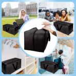 8 Pack Large Strong Bags with Zippers & Carrying Handles - Water-Resistant - Heavy Duty Storage Tote for Space Saving, Fold Flat, Alternative to Moving Box (Black) - Image 8
