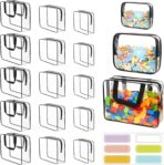 18 Packs Toy Storage Bags with Labels, Clear PVC Puzzle Storage Bags, Waterproof Travel Toy Organizer Bags with Zipper for Building Blocks Kids Books (3 Size) - Image 2