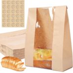 30 pack bread paper bags with window, including 30 homemade bread storage label seal stickers (13.7x8.3x3.5 inches) - Image 2
