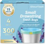 300 Count 15 Micron Extra Thick 4 Gallon Drawstring Small Trash Bags, Sturdy & Tear-Resistant Small Garbage Bags for Bathroom, Office, Bedroom & Kitchen - Image 2