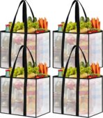 4 Pack Reusable Grocery Bags, Heavy-Duty Shopping Bags with Sturdy Handles, Water-Resistant & Foldable Organizer, Shopping Bags for Groceries, Market, Car Trunk, Multi-Purpose, 33L - Image 2