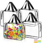 4 Pack Toy Storage Bags, Clear PVC Toy Organizer with Zipper, Large Black Waterproof Reusable Toy Bags with Labels for Puzzles, Building Blocks, Board Game, Stationery, Kids Books - Image 2