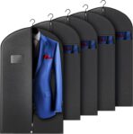 5 Pack 40-inch Suit Bag Garment Bag for Travel and Storage, Garment Bags for Hanging Clothes with Zipper and Visible Transparent Window, Black - Image 2