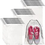 50 Pcs Shoe Bags for Travel,Large Transparent Travel Shoe Bags for Packing,Clear Plastic Drawstring Bags Shoe Dust Bags,Portable Shoes Organizers Pouch with Rope for Men and Women - Image 2