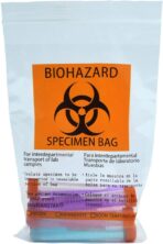 50pcs Biohazard Specimen bags, 6x9in/15x25cm Printed with Biohazard logo, Laboratory Sample Ziplock Top Bag - Image 2