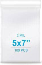 5''x 7'', (Pack of 100) 2 mil Thick Clear Plastic Reclosable Zip Poly Bags with Resealable Lock Seal Zipperr, Clear Small Zip Bag, Jewelry, Candy, Storage, Packaging & Shipping… - Image 2