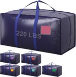 6 Pack Extra Large Heavy Duty Moving Bags with Reinforced Zipper & Wide Handles, Moisture-Resistant Storage Bins Packing Cubes for Clothes, College Dorm, Travel, and Home Organization, Dark Blue - Image 2