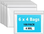 6" x 4" Zip Bags, 4 Mil Heavy Duty Bait Bags Clear Plastic Zipper Lock Sleeves, Pack of 100 - Image 2