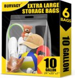 6Pack Extra Large Plastic Storage Bags 10 Gallons 24"x20"x7" Zero BPA Double Zipper Seal 4 Mils Thick Double Layer Carry Handle Resealable Moving Seasonal Travel Clothes - Image 2