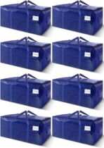 8 Pack Extra Heavy Duty Large Moving Bags with Strong Zipper & Carrying Handles, Sturdy Clothes Storage Bags Totes Bins, Packing Bag Move Boxes College Moving Supplies, Dark Blue - 24 gal - Image 2