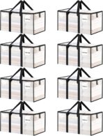 8 Pack Extra Large Heavy Duty Moving Bags, Clear Storage Bins with Lids, Reinforced Handles & Heavy-Duty Zippers Moving Boxes Storage Bags Totes for Clothes Packing, Dorms, College Supplies, Clear - Image 2
