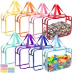 8 Packs 8 Colors Large Toy Storage Bags with Zipper and Labels, Clear PVC Waterproof Toy Organizers Bags for Board Games, Puzzles Pieces, Building Blocks, Handmade Accessories, Kid Books - Image 2