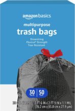 Amazon Basics Flextra Multipurpose Drawstring Trash Bags, 30 Gallon, 50 Count - Image 2