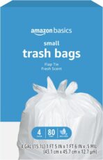 Amazon Basics Small 4 Gallon Trash Bags with Flap Ties, Fresh Scent, Odor Control, 0.5 mil Thick, 80 Count - Image 2