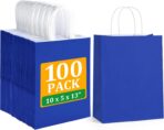 BagDream Royal Blue Gift Bags 10x5x13 Inch 100Pcs Large Kraft Paper Bags Bulk for Shopping, Wedding, Party Favors, Business, Retail, Grocery Paper Sacks with Handles - Image 2