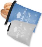 Bread Bags for Homemade, Beeswax Reusable Bread Bag for Sourdough 2-Pack, Large Reusable Waxed Food Storage Bag to Keep Sourdough Fresh, Freezer-Safe, Eco-Friendly (Blue&Grey) - Image 2