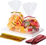 Cello Cellophane Treat Bags, 200 Pcs 4x6 Inches Clear Cellophane Bags with 200 Twist Ties for Gift Wrapping,Packaging Candies,Dessert,Bakery,Party Favors - Image 2