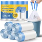 Charmount Small Trash Bags 4 Gallon, 200 Count Drawstring Mini Garbage Bags, Plastic Trash Can Liners for Bathroom Accessories, Bedroom, Dorm Room Essentials, Office - Image 2