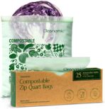 Cleanomic Compostable* Quart Size Food Storage Bags (25 Eco Zip) Freezer and Leak Proof, Also Available Gallon, Snack and Sandwich Size Bags - Image 2
