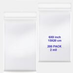 Clear Resealable Zip Bags 6"x8", 2 Mil LDPE, 200 Pack — Reclosable Poly Bags for Jewelry, Samples, Vitamins, Candy, Storage & Shipping (200pcs(6X8in)) - Image 2