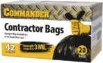Commander 42 Gallon 3 MIL (eq) Heavy Duty Contractor Bags with Flap Ties - 32" x 46" - Pack of 20 - For Contractor, Industrial, & Outdoor - Image 2