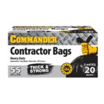 Commander 55 Gallon 2 MIL (eq) Heavy Duty Contractor Bags with Flap Ties - 36" x 56" with flaps - Pack of 20 - For Contractor, Industrial, & Outdoor - Image 2