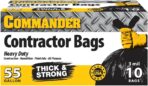 Commander 55 Gallon 3 MIL (eq) Heavy Duty Contractor Bags with Flap Ties - 36" x 56" with flaps - Pack of 10 - For Contractor, Industrial, & Outdoor - Image 2