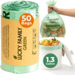 Compostable Trash Bags for Kitchen Compost Bins – 1.3 Gallon Small Compost Bags for Countertop Bin, Green Compostable Bags, BPI & OK Industrial Certified, Leak-Proof Food Waste Bags (50 Count) - Image 2