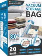 Cozy Essential 20 Pack Vacuum Storage Bags, Space Saver Bags (4 Jumbo/4 Large/4 Medium/4 Small/4 Roll) Compression for Comforters and Blankets, Pillow, Bedding, Sealer Clothes Storage - Image 2