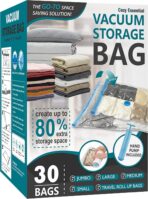 Cozy Essential 30 Pack Vacuum Storage Bags, Space Saver Vacuum Storage Bags, Vacuum Seal Bags for Clothing, Clothes, Comforters and Blankets, Pillow, Bedding - Image 2