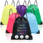 Custom Drawstring Backpacks bags 10/50/100/200Pack,Promotional Items With Your Logo, bulk personalized Logo Text,Great for Travelling, Gym and for Everyday Use - Image 2