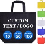 Custom Tote Bags 5/10/50/100 Pack, Personalized Logo Text, Bulk Grocery Bags, Reusable Shopping Bags - Image 2