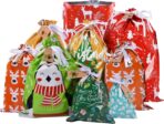 Drawstrings Christmas Gift Bags Assorted Sizes, 34Pcs Holiday Gift Bag Bulk Christmas Bags For Gifts, Reusable Plastic Xmas Presents Wrapping Bags Favor Goody Bags Jumbo/Extra Large/Medium/Small Size - Image 2