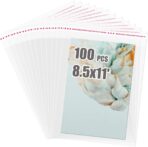 Egofine Self Sealing Cellophane Bags 100 PCS Clear Resealable Sleeves Bags for 8.5x11 Photo Mats (Bag Size:8.67x11.02 inches for 8.5x11 Mats) - Image 2