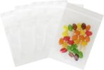 FERENLI 100 Pack Resealable Clear Food Storage Bags with Color Top Seal Thick Plastic Poly Bag with Zipper for Dry Food Snacks Organization (Fully Transparent, 3.15x4.72 inch (8x12 cm)) - Image 2