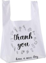 Foraineam 500 Ct Plastic Bags Thank You Reusable Grocery Bag - 13 x 7 x 21 inch, 15 mic, 0.6 mil T-shirts Carryout Shopping Bags - Image 2