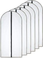 Garment Bag (Set of 6) Plastic Garment Bags with Zipper Hanging Clothes Cover Dress Bag for Suits, Coats Closet (24'' x 40'', Black) - Image 2